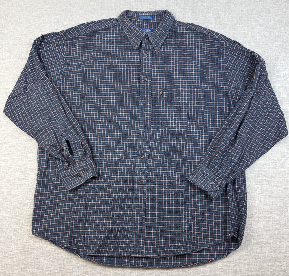 Pendleton Men’s XL Blue Plaid Cotton Flannel Button-Down Shirt